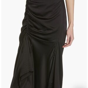 Elegant Black Ruched Silk Skirt